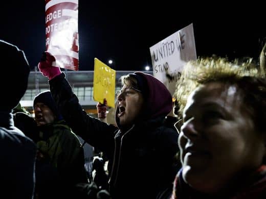 Protesters at JFK on Jan. 28. Justin Lane, European Pressphoto Agency